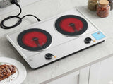 Devanti 2 Hobs Ceramic Cooktop Electric Hot Plate Infrared Knob Control 2400W CCT-B-2B-2Z-KNOB-SS