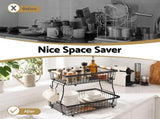 5-Star Chef 2 Tier Fruit Basket Bowl Detachable Kitchen Food Storage Stand FB-STEEL-2L-BK