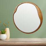 Mid Century Asymmetric Wood Framed Wall Mirror 60x60cm V637-18907MIR