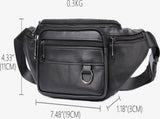 Belt bag - Phone bag - Crossbody - Pouch bag - Leather - Black - 19 x 11 x 3 cm - 6 compartments V1188-NK-BOL-463