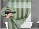 Green Hook Free Waffle Weave Shower Curtain - Double Layer Curtain with Removable V888-ELOSUNG55235-2