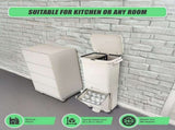 42L Rubbish Bin Waste Trash Can Pedal Recycling Kitchen Wheel 2 Compartment V63-834811