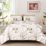 Soft Floral Leaf Comforter Set, King Size, Plush Quilted Bedding with Pillowcases V745-MAB010937AJ3