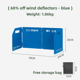 Blue Heavy-Duty 4-Fold Camping Stove Windshield Portable Steel Wind Deflector for Outdoor Cooking V888-ELOSUNG43275