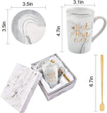 Best Mom Ever Coffee Mug Gift Set with Lid, Spoon & Coaster, 14oz Pink Marble Ceramic Cup for V1107-CS-DLSMKBB