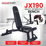 Powertrain Multi Workout Bench with Transport Wheels and Adjustable Backrest WBD-JX-190