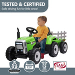 Kahuna MX-611 Kids Electric Ride On Tractor Trailer Car Green Grey CAR-T611-GNGY