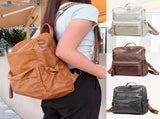 Coffee Fashionable Large-Capacity Women's Backpack - Waterproof, Durable, High-Quality PU Leather V1265-263-COFFEE3