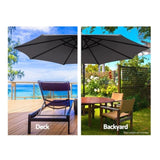 Instahut 3m Outdoor Umbrella Cantilever Beach Garden Patio Charcoal UMB-BAN-8RIB-CO