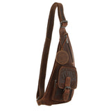 Jack's Inn Vengeance Brown Crazy Horse Leather Sling Bag Crossbody in Cognac V563-JACK-16-COGN