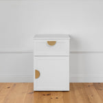 PORTO BEDSIDE TABLE - WHITE - HAMPTONS - HALF MOON BRASS V164-ECS13WHB04G