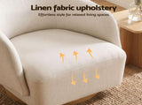 Artiss Swivel Armchair 360&deg Curved Accent Chair Linen Fabric Beige UPHO-K-SWL-FB-BG