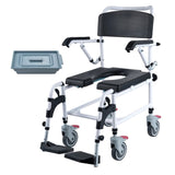 VEVOR Shower Commode Wheelchair with 4 Lockable Wheels, Footrests, Flip-up Arms, 3-Level Adjustable V952-YLBKSLLJSJTBTD6C8V0