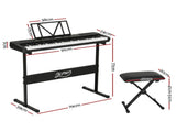 Alpha 61 Keys Electronic Piano Keyboard Digital Electric w/ Stand Stool Touch EK-JK-62-BK-H-B01