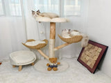 Extra Large Black Cat Tree Tower with Real Wood and Wicker Basket, 60x111cm V178-59365