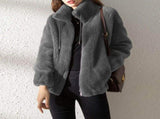 Women's Faux Fur Jacket Trendy & Warm Coat - Red - Size L V1106-M-APP-SX-652-RED-LAULEU50