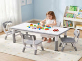 Keezi Kids Table and 4 Chairs Set Height Adjustable Toddler Desk and Chair Set for Ages 3-8, KTC-A-GRA-GY