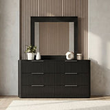Solid Rubber Wood Dresser with Mirror in Black colour V43-DRS-ARLO-BL