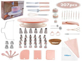 207 Pieces Cake Decorating Kit with Nordic Pink Revolving Turntable Icing Tips and Spatulas Complete V888-ELOSUNG44623