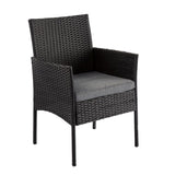 Outdoor Minimalist Black Wicker 6-Seater Dining Set V264-OTF-527S-BLK