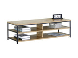 CARLA HOME Tv Stand 3 Tier Open Shelf Entertainment Console - Brown - Rustic - Steel V178-36429
