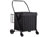 Shopping Cart, Folding Grocery Utility Cart with Dual Baskets, Waterproof Liner & Wheels, 45 KG V952-XYC2ZDSTCSJSJVKLW001V0