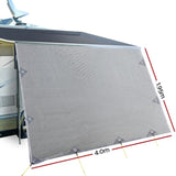 Caravan Privacy Screen Roll Out Awning 4Mx1.95M End Wall Side Sun Shade Grey AWN-CV-B-SS-40