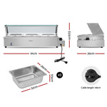 Devanti Commercial Food Warmer Bain Marie 3 Electric Buffet Pans CBM-BMC3-SS