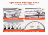 Baby Changing Table, Foldable Diaper Change Station with 2 Fabric Drawers, Side Basket & Hanging V952-ZDNBTQHSHXWD5L2KV001V0