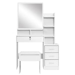 Artiss Dressing Table Stool Set 4 Drawers White FURNI-L-DRESS03-WH-AB