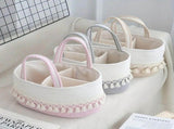 Handmade Woven Cotton Rope Storage Basket, Divided Compartments & Portable Handle, Large Capacity V1232-CWL-BZ-002
