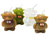 4PCS Bear Shaped Coffee Mugs with Straws Glass Clear Cute Cartoon Bear Drinking Cups for Home Bar V1294-YM0901-250208HL02-1