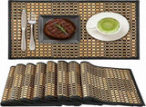 8 Pack Bamboo Placemats, Heat Resistant Anti Slip Washable Table Mats, Natural Black Brown V1188-MS-721-155