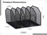 Mesh File Organizer, 5 Slot Vertical Desk File Holder, Black Metal Document Sorter, Detachable V1369-AZ3-W-08647