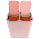 Covered Bathroom Trash Can with Dual Compartments and Self-Sealing Lid for Kitchen and Home Use V1370-AZ4-08905