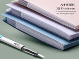 A4 Expandable folder - 3 poly pockets folder - 12 compartment large capacity accordion V1259-DP01-BO-217