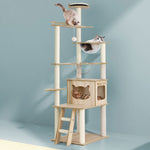 i.Pet Cat Tree Tower Scratching Post Scratcher 174cm Wood Bed Condo House Ladder PET-CAT-WOOD174-BE