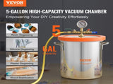 5 Gallon Vacuum Upgraded Tempered Glass Lid Vacuum Degassing 304 Stainless Steel V952-JSZKTJS5GALLH3CGUV0