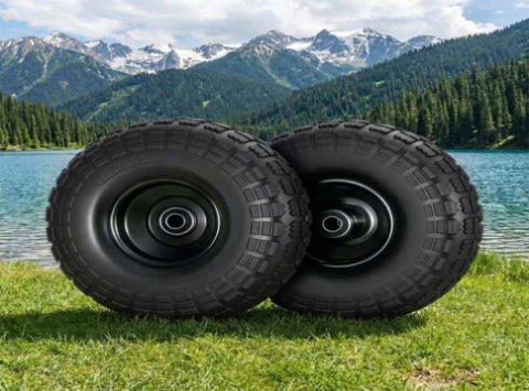Gardeon 2pcs, 4.10/3.50-4 Tire Wheel Flat Free, 26cm Solid Rubber Tires with 5/8 Axle Bore Hole GCT-WHEEL-1SET-BK