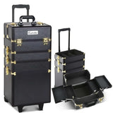 Embellir Makeup Case Beauty Trolley Cosmetic Organiser Box Travel Wheels Gold CASE-MU-4T-081-GDBK