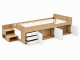 Artiss King Single Bed Frame with Storage, 3 Drawers and Two-Step Access, 2 Cabinets WBED-F-WARDROBE-WH-KS-ABC