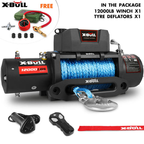 X-BULL 12V Electric Winch 12000LBS synthetic rope 4wd Jeep with Tire Deflator V211-AUEB-XBEW006TG005