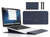 Deep Blue 3-in-1 Laptop Sleeve with Built-In Stand & Wrist Rest Waterproof PU Protective Case for V888-ELOSUNG43914