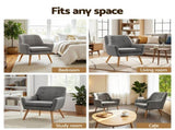 Artiss 2X Armchair Lounge Chair Accent Tub Chair Grey ANNE UPHO-B-ARM04-GYX2