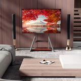 2 Tiers Black Shelves Heavy Duty Universal Tv Floor Stand For 32-75 Inches V767-U-Z1187
