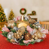 Christabelle 26cm Christmas Centrepiece Lush Green Holiday Jewelled Baubles Foliage Flowers Pin 112_GUE527