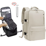 Beige 35L Vacuum Compression Travel Backpack with Manual Air Pump, Shoe Zone and 15.6" Laptop House V888-ELOSUNG55195-2
