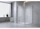 90x90cm Corner Frameless Shower Screen Gold Wall Channel with Brass Hinges & Round Knob Handle V63-896621