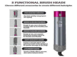 5-in-1 Hair Dryer Curler Straightener Blow Dryer Brush Pink V1263-JX-5609