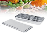 Household 3Grid Stainless Steel Seasoning Box Jar Spice Container Set with Spoons Cover V1294-YM0901-3118200093411